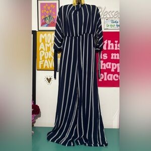 Luxology Striped Wide-Leg Jumpsuit - Navy/White - Size 10 - New with Tags